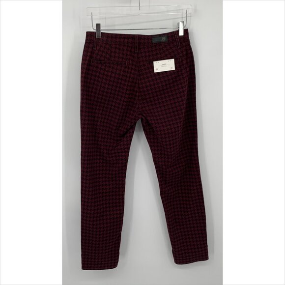 AG Adriano Goldschmied Caden tailored trousers pants houndstooth wine new 27 - Picture 4 of 5